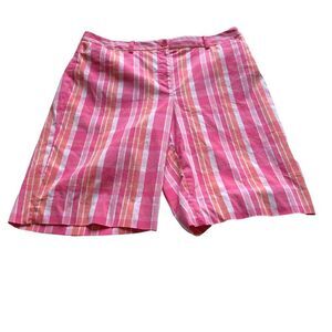 Jones New York Stretch Bermuda shorts Size 14 pink/orange/white stripe